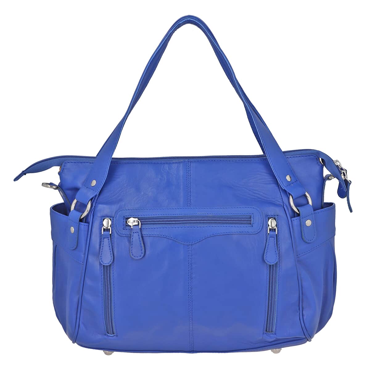 Blue Genuine Leather RFID Protected Bailey Bag image number 4