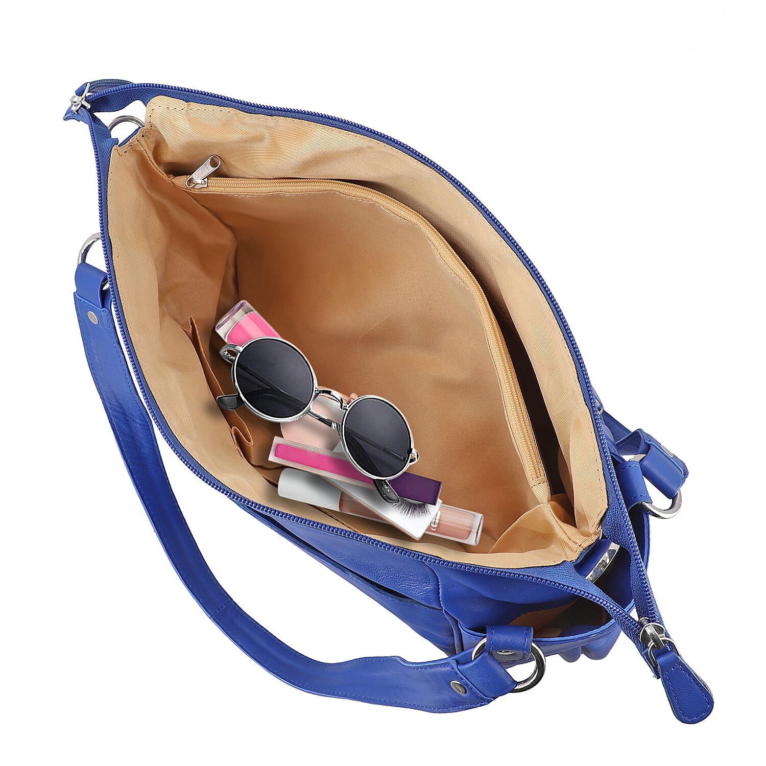 Blue Genuine Leather RFID Protected Bailey Bag
