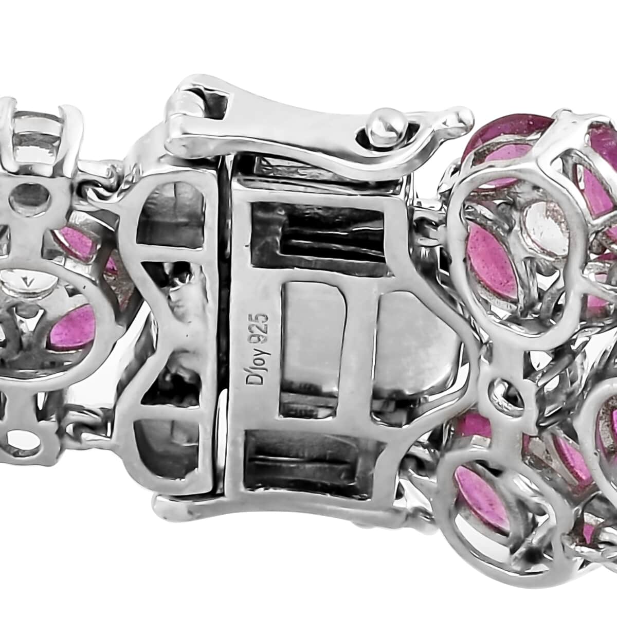 Niassa Ruby (FF) and White Topaz Floral Double Row Bracelet in Platinum Over Sterling Silver (7.25 In) 63.65 ctw image number 3