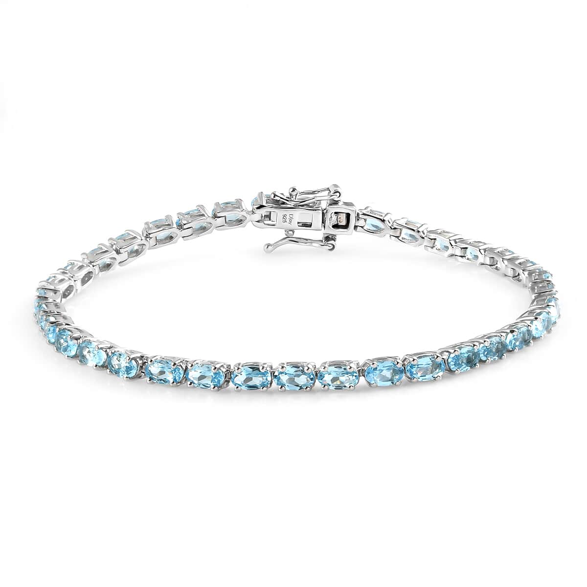 Blue Topaz Tennis Bracelet in Platinum Over Sterling Silver (7.25 In) 9.80 ctw image number 0
