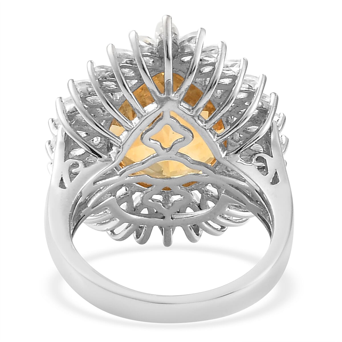 Brazilian Citrine and Natural White Topaz Ring in Platinum Over Sterling Silver 11.20 ctw image number 4