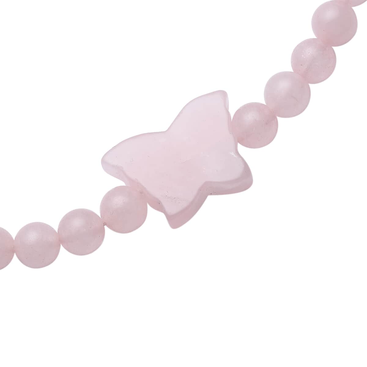 Galilea Rose Quartz Beaded Butterfly Necklace 18-20 Inches in Silvertone 235.00 ctw image number 2
