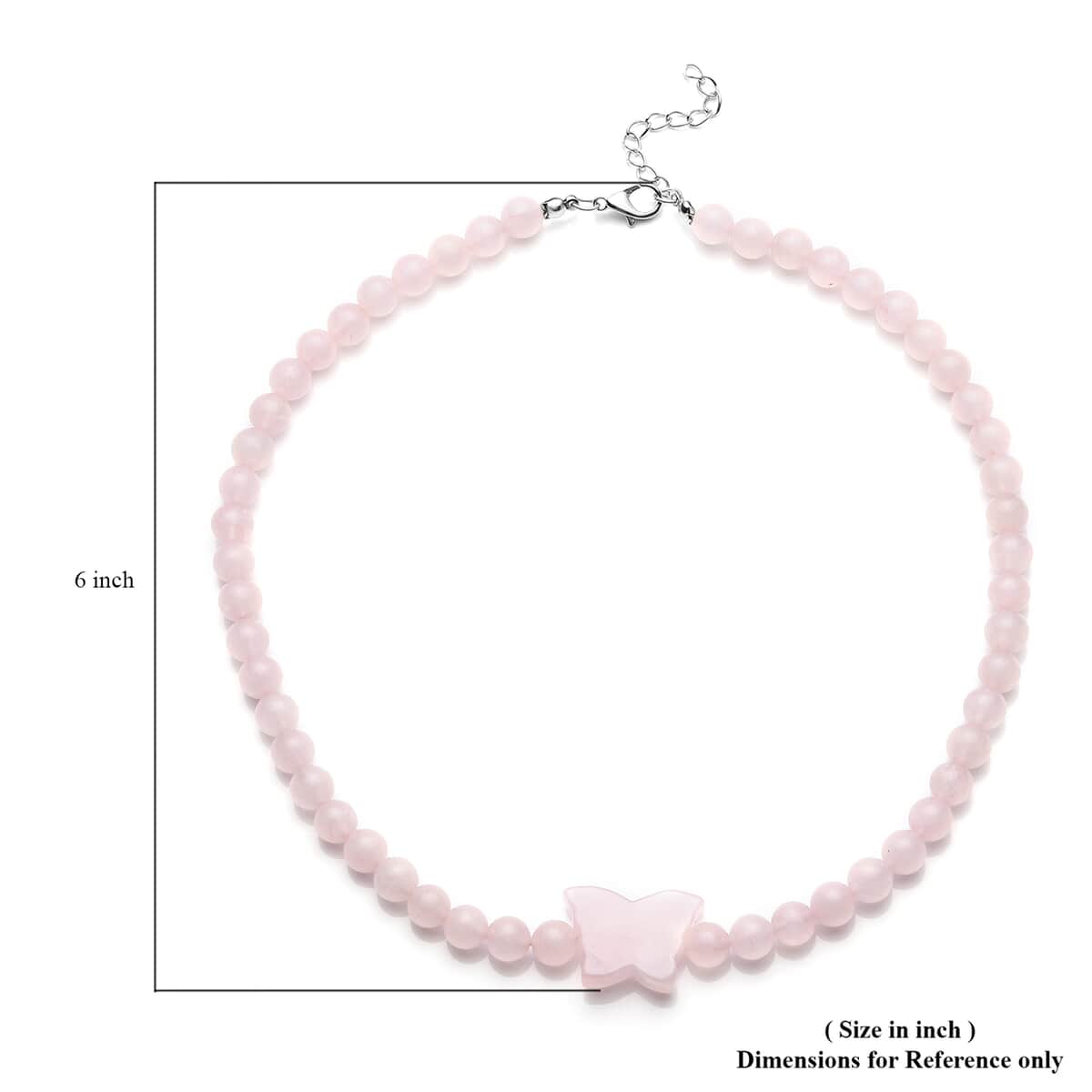 Galilea Rose Quartz Beaded Butterfly Necklace 18-20 Inches in Silvertone 235.00 ctw image number 5