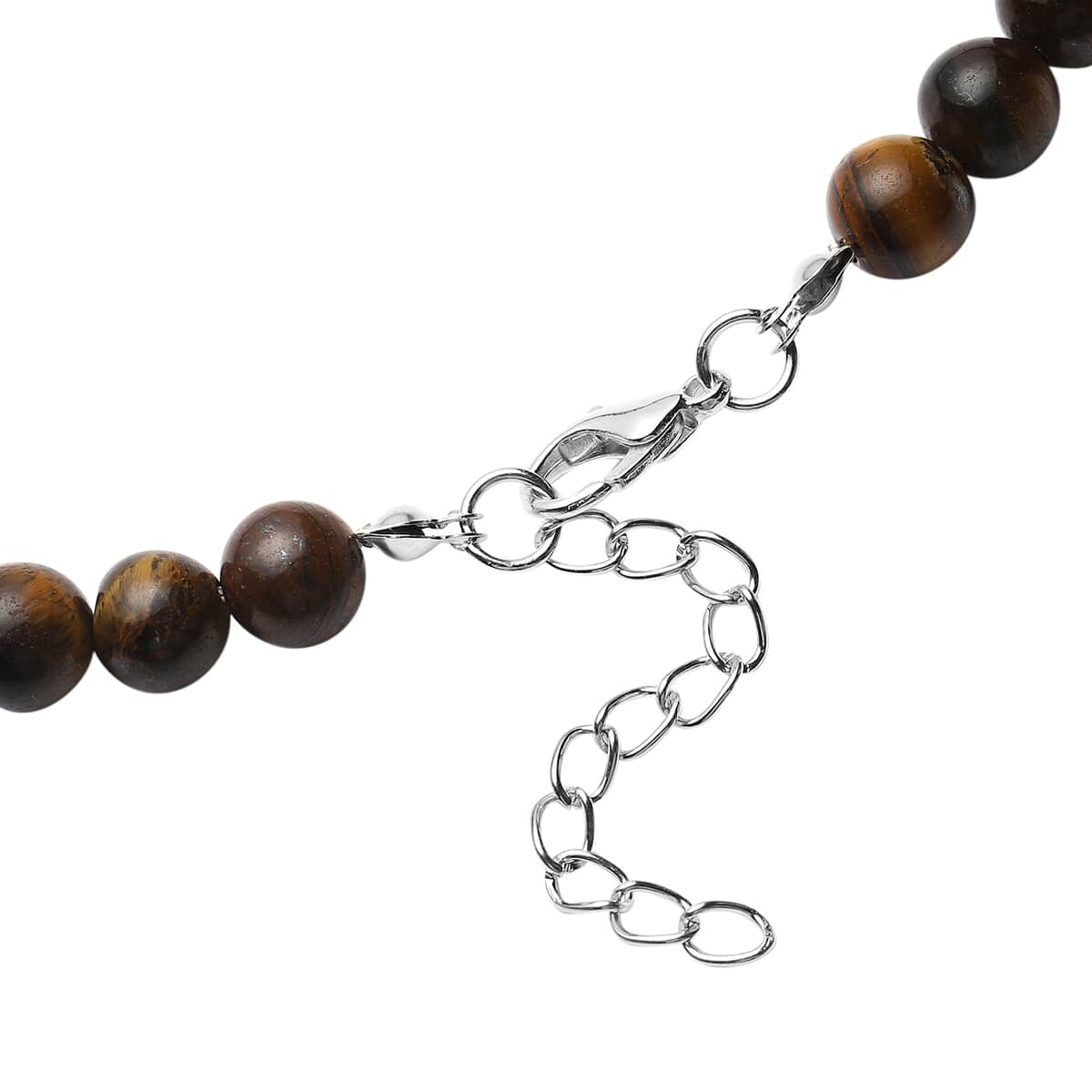 Tiger's Eye Beaded Butterfly Shape Necklace 18-20 Inches in Silvertone 240.00 ctw image number 4
