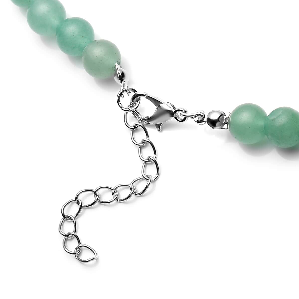 Green Aventurine Beaded Butterfly Shape Necklace 18-20 Inches in Silvertone 227.50 ctw image number 4
