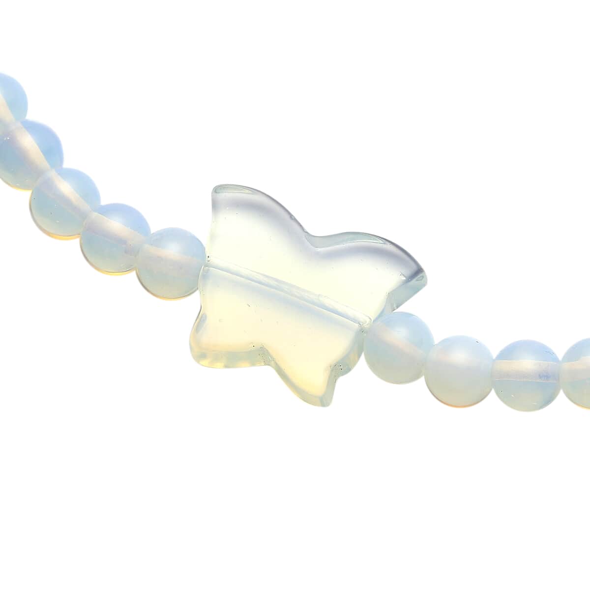 Opalite Beaded Butterfly Shape Necklace 18-20 Inches in Silvertone 199.50 ctw image number 2