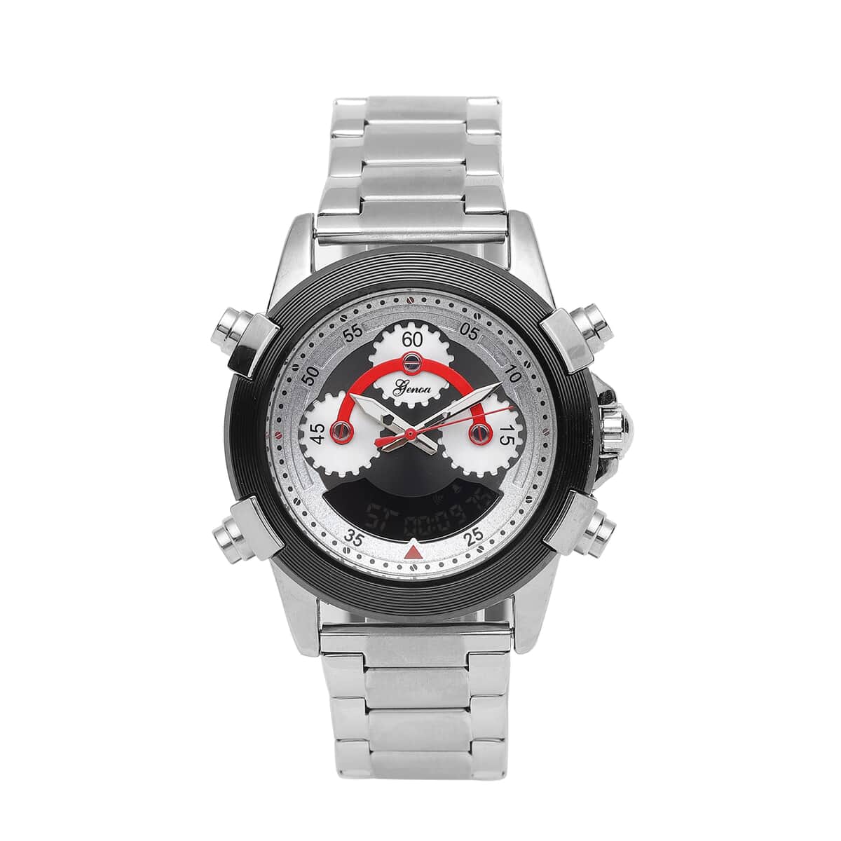 Genoa Japanese and Electronic Movement Multi Functional Watch in Stainless Steel Strap image number 0