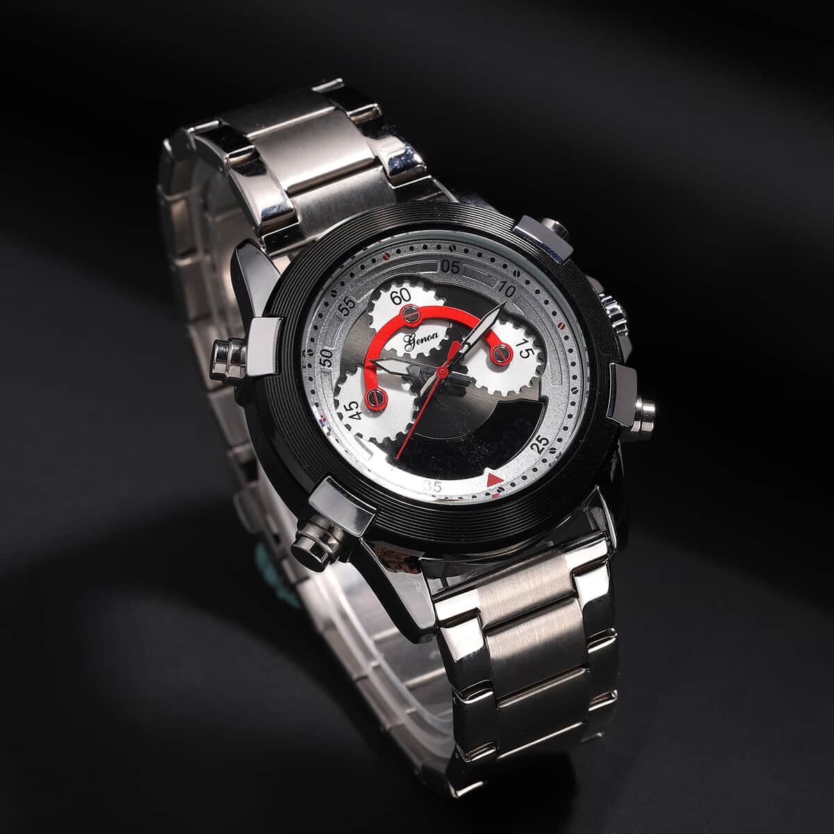Genoa Japanese and Electronic Movement Multi Functional Watch in Stainless Steel Strap image number 1