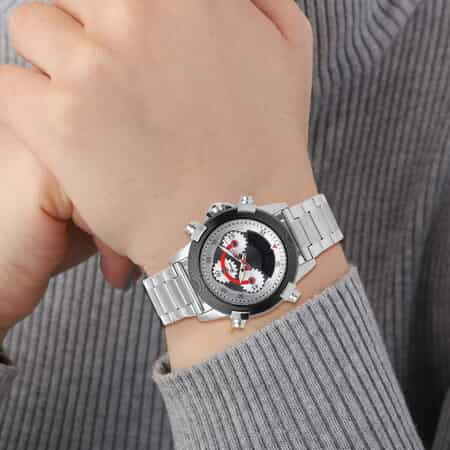Genoa Japanese and Electronic Movement Multi Functional Watch in Stainless Steel Strap image number 2