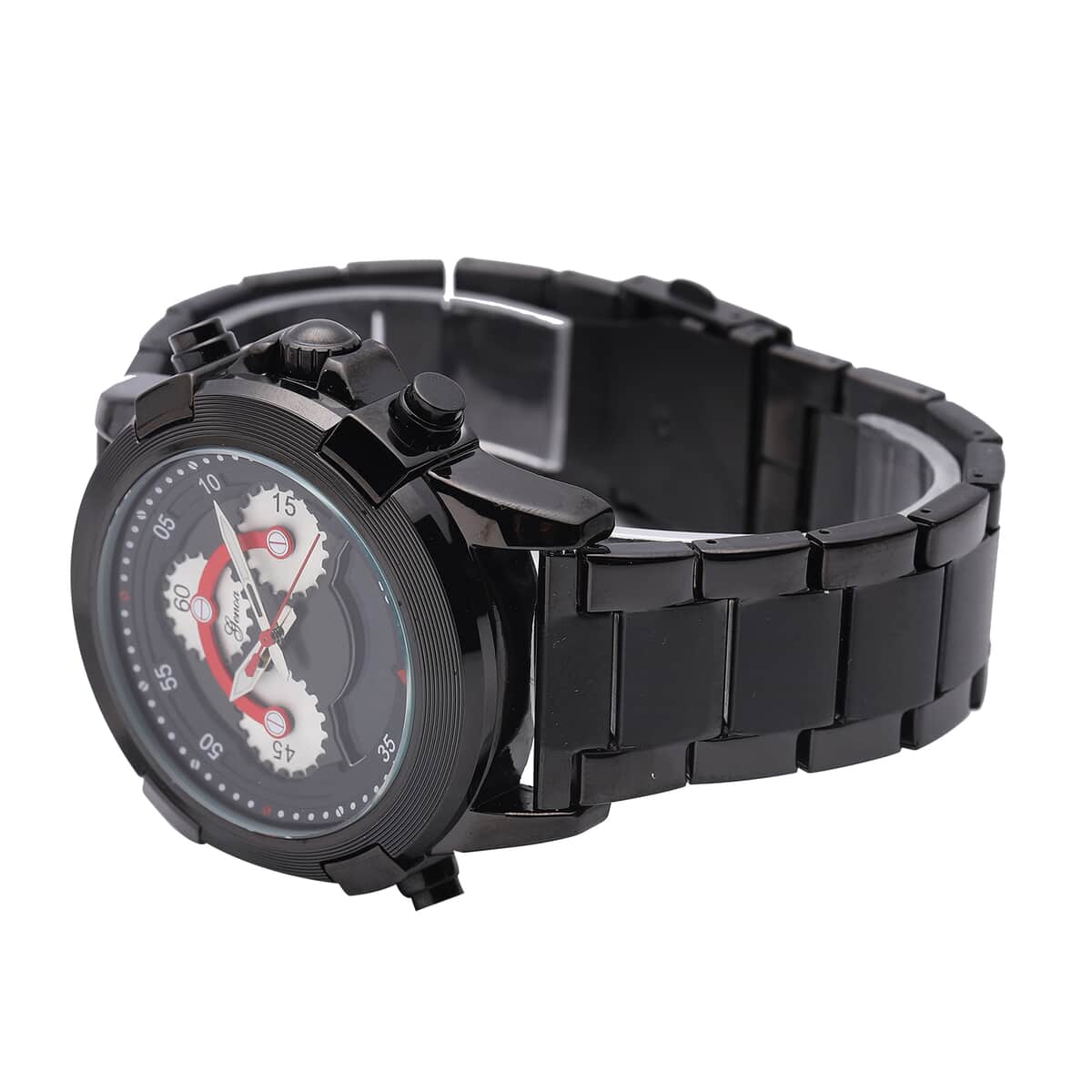 Genoa Japanese and Electronic Movement Multi Functional Watch in ION Plated Black Stainless Steel Strap image number 4