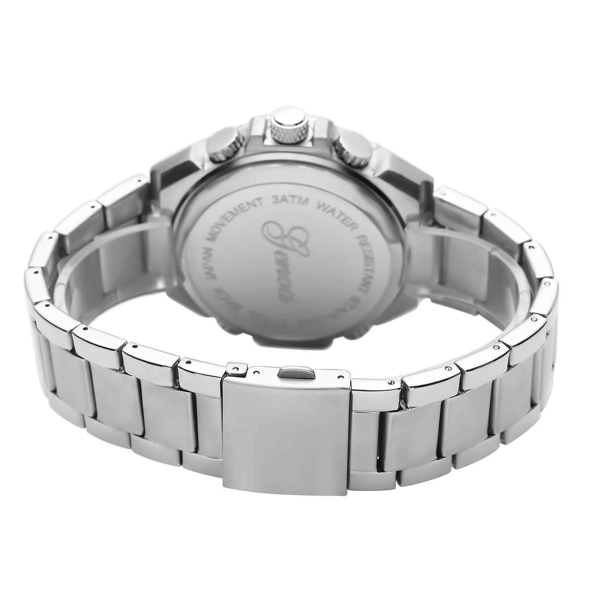 Genoa Japanese and Electronic Movement Multifunctional Key Silver Dial Watch in Stainless Steel Strap image number 5