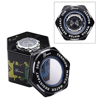 Genoa Japanese and Electronic Movement Multifunctional Key Silver Dial Watch in Stainless Steel Strap