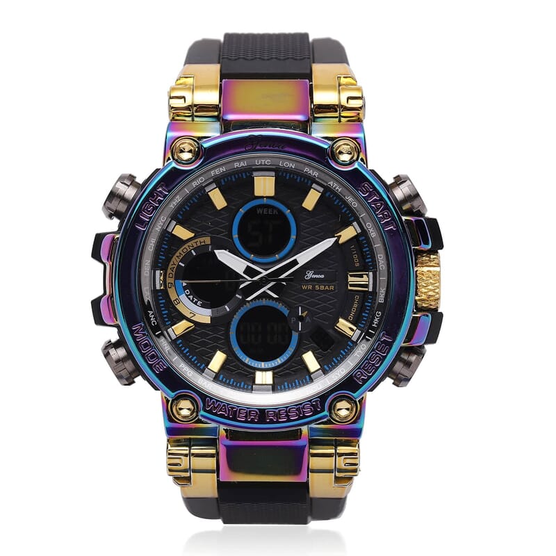 Genoa Japanese and Electronic Movement Watch, Multifunctional Key Watch with Black Silicone Strap, Casual Watch For Men, Best Everyday Luxury Watch, Analogue Watch