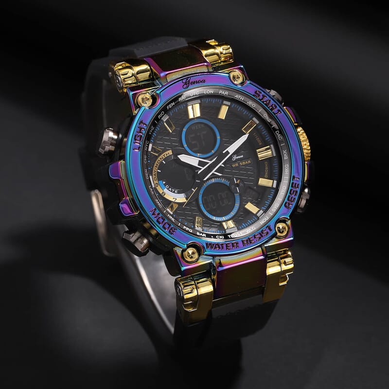 Genoa Japanese and Electronic Movement Watch, Multifunctional Key Watch with Black Silicone Strap, Casual Watch For Men, Best Everyday Luxury Watch, Analogue Watch