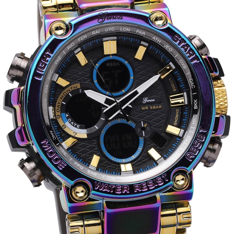 Genoa Japanese and Electronic Movement Watch, Multifunctional Key Watch with Black Silicone Strap, Casual Watch For Men, Best Everyday Luxury Watch, Analogue Watch