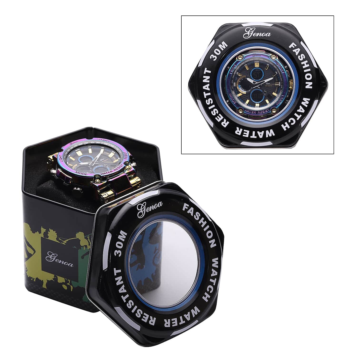 Genoa Japanese and Electronic Movement Watch, Multifunctional Key Watch with Black Silicone Strap, Casual Watch For Men, Best Everyday Luxury Watch, Analogue Watch