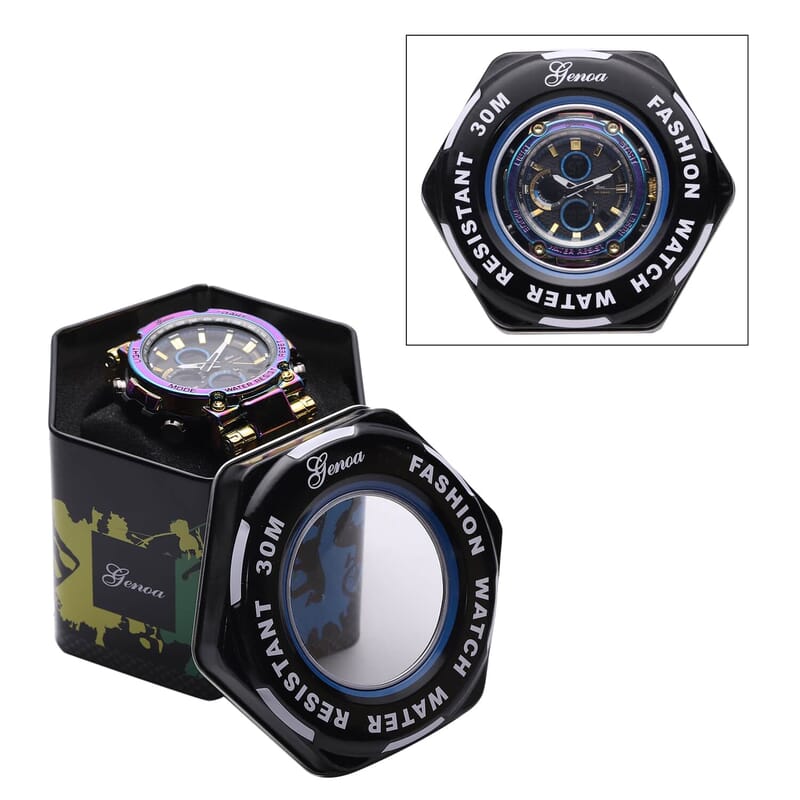 Genoa Japanese and Electronic Movement Watch, Multifunctional Key Watch with Black Silicone Strap, Casual Watch For Men, Best Everyday Luxury Watch, Analogue Watch