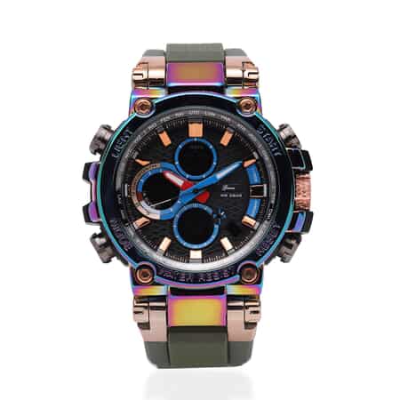 Genoa Japanese and Electronic Movement Multifunctional Key Watch with Army Green Silicone Strap image number 0