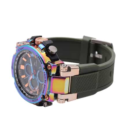 Genoa Japanese and Electronic Movement Multifunctional Key Watch with Army Green Silicone Strap image number 4