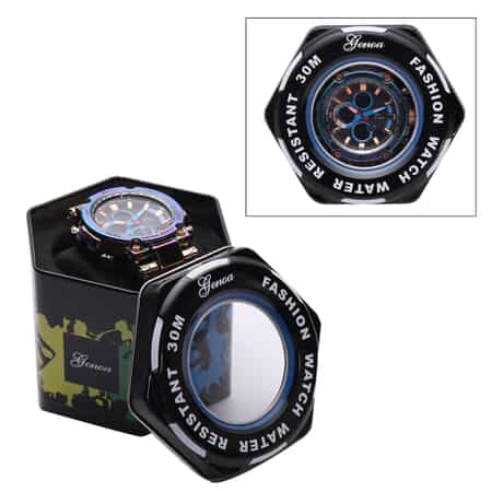 Genoa Japanese and Electronic Movement Multifunctional Key Watch with Army Green Silicone Strap image number 6