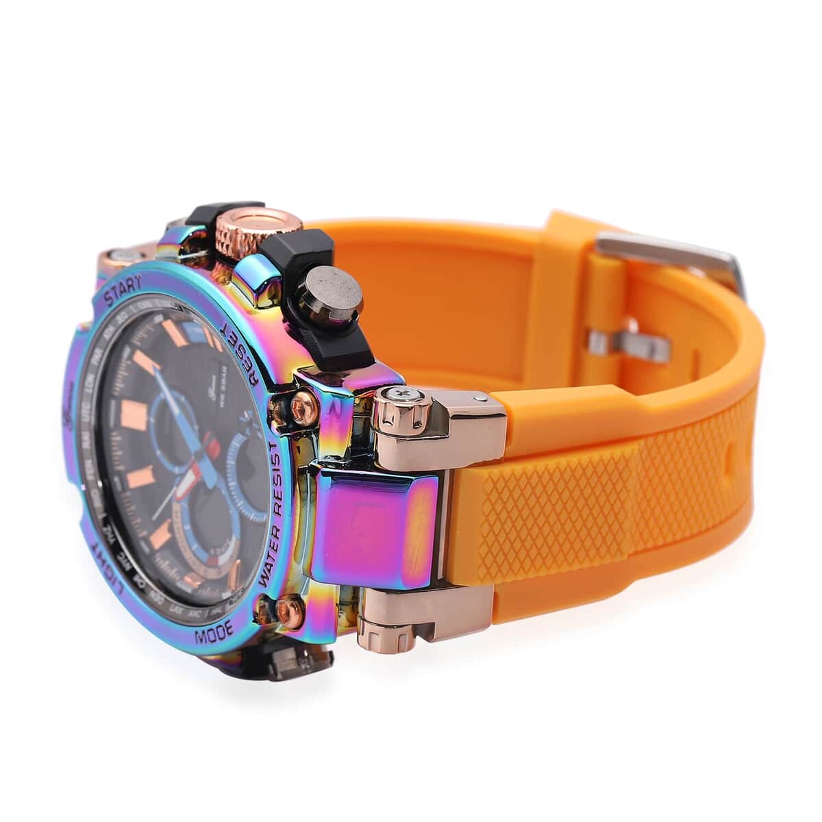 Genoa Japanese and Electronic Movement Watch, Multifunctional Key Watch with Orange Silicone Strap, Casual Watch For Men, Best Everyday Luxury Watch, Analogue Watch image number 4