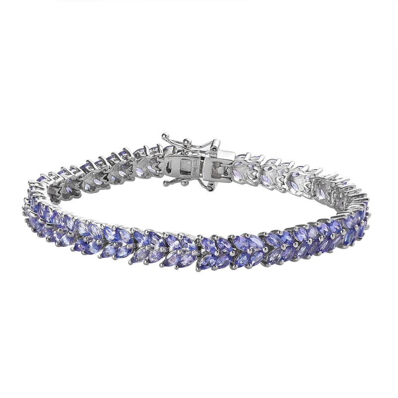 Karis Tanzanite Double Row Bracelet in Platinum Bond (6.50 In) 7.80 ctw
