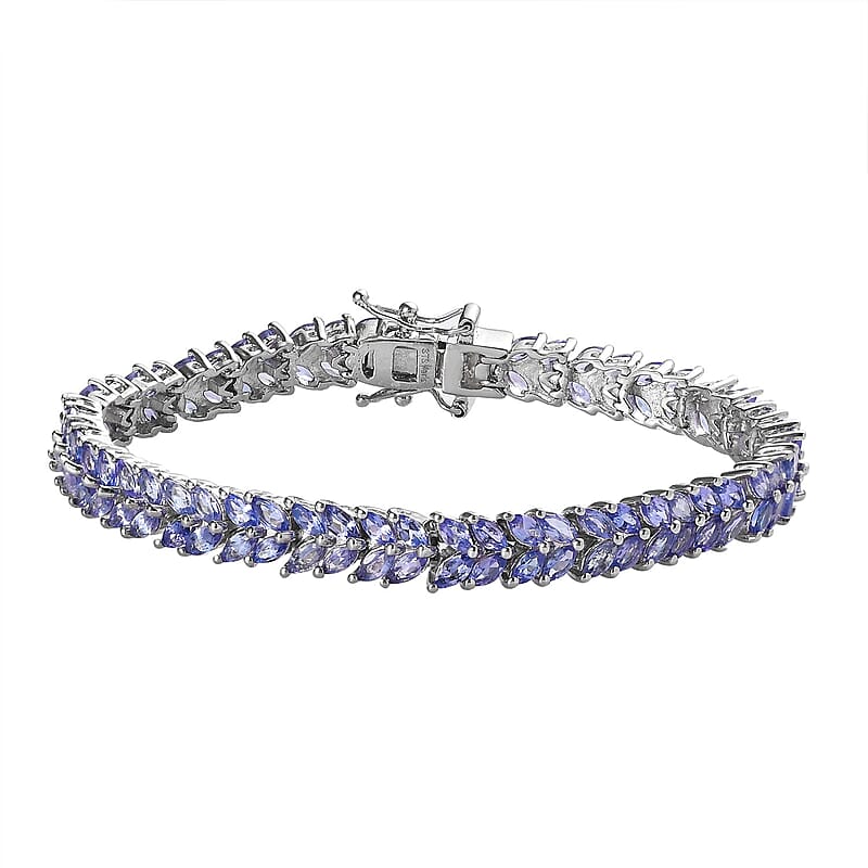 Karis Tanzanite Double Row Bracelet in Platinum Bond (6.50 In) 7.80 ctw