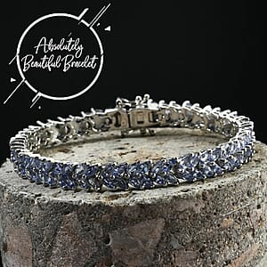 Karis Tanzanite Double Row Bracelet in Platinum Bond (6.50 In) 7.80 ctw
