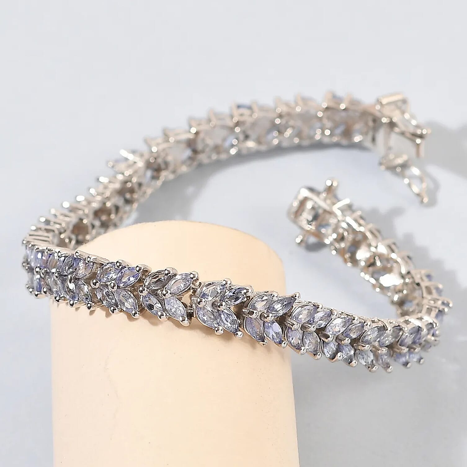 Karis Tanzanite Double Row Bracelet in Platinum Bond (6.50 In) 7.80 ctw