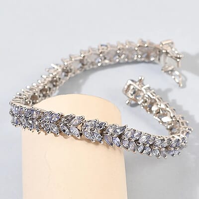 Karis Tanzanite Double Row Bracelet in Platinum Bond (6.50 In) 7.80 ctw