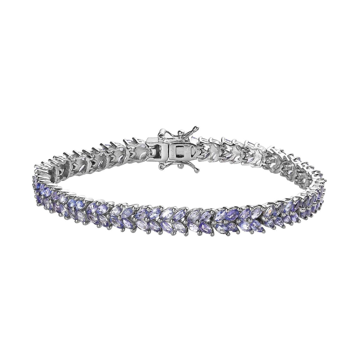 Karis Tanzanite Bracelet in Platinum Bond, Double Row Bracelet, Birthday Gifts For Her (7.25 In) 8.65 ctw image number 0