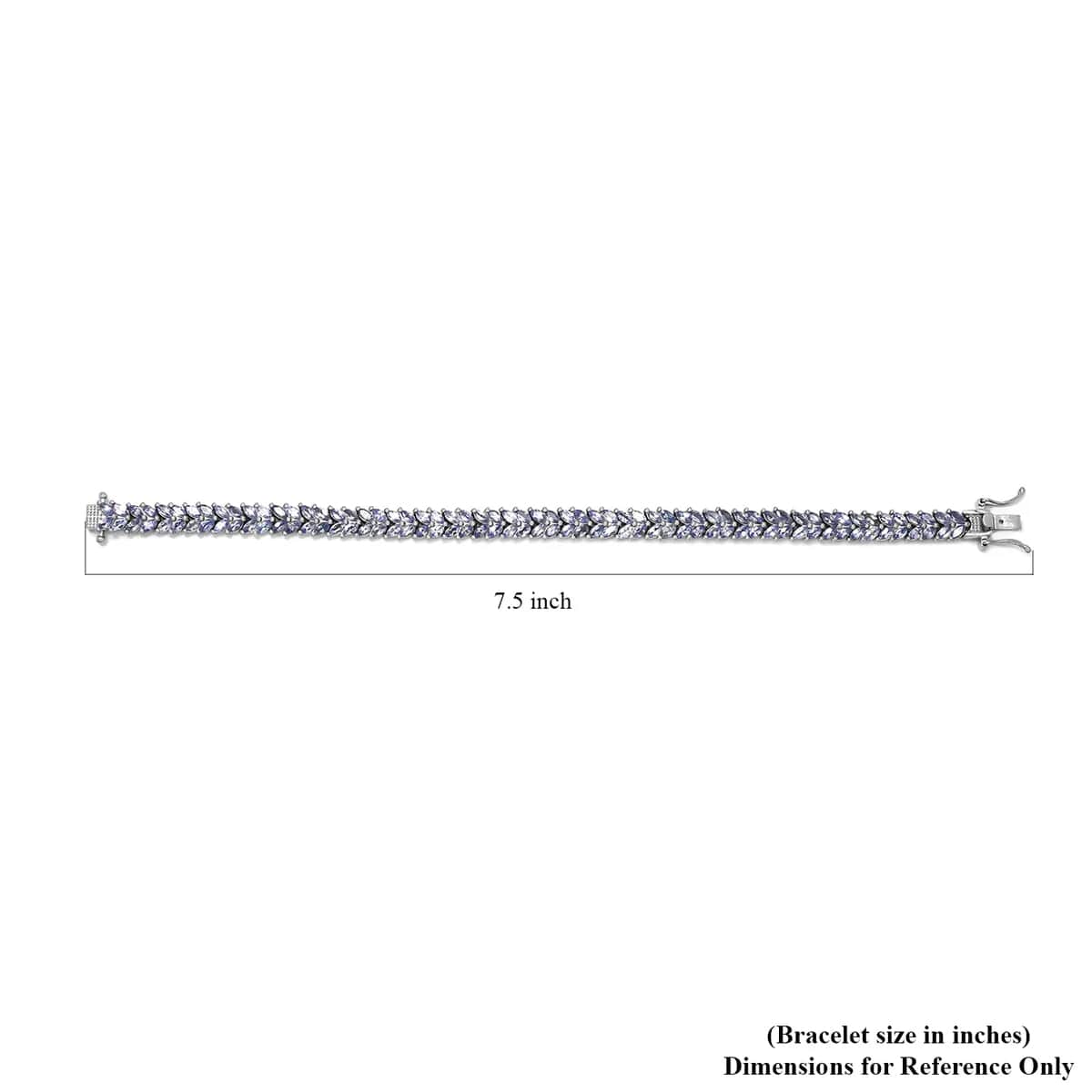 Karis Tanzanite Bracelet in Platinum Bond, Double Row Bracelet, Birthday Gifts For Her (7.25 In) 8.65 ctw image number 6