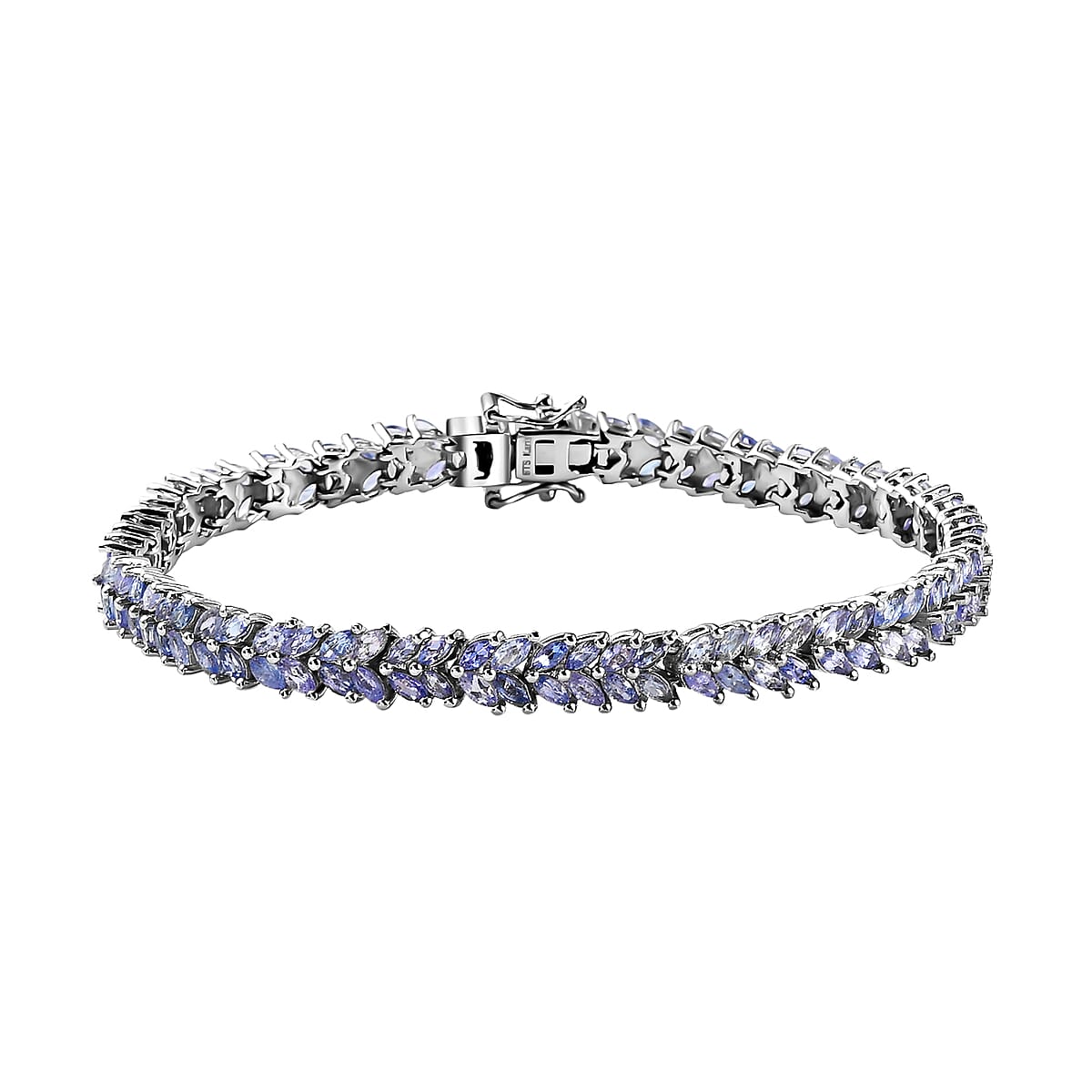Karis Tanzanite Double Row Bracelet in Platinum Bond, Tennis Bracelet For Women, Birthday Gifts For Her (8.00 In) 9.80 ctw image number 0
