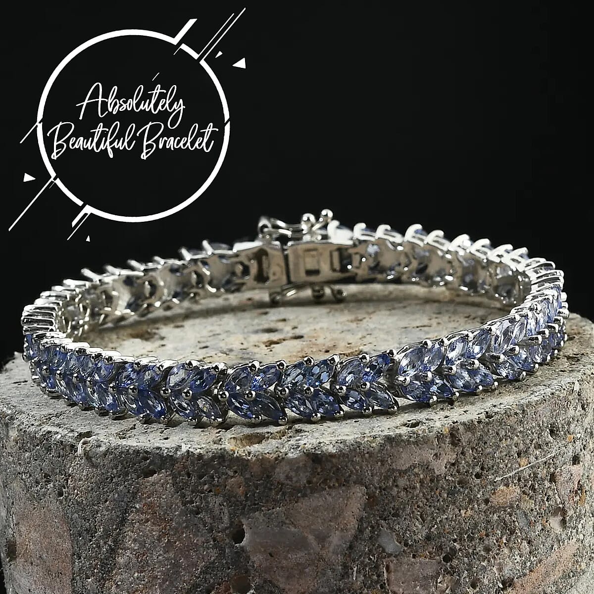 Karis Tanzanite Double Row Bracelet in Platinum Bond, Tennis Bracelet For Women, Birthday Gifts For Her (8.00 In) 9.80 ctw image number 1