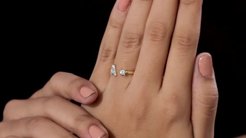 Natural White Zircon Initial A Open Band Ring in Vermeil Yellow Gold Over Sterling Silver 0.30 ctw