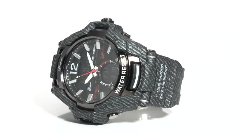 GENOA Japanes and Electronic Movement Multi Functional Sport Watch with Black Strap (6.50-8.50Inches) (52mm)