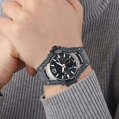 Genoa Japanese and Electronic Movement Multi Functional Sport Watch with Black Strap (6.50-8.50Inches) (52mm)