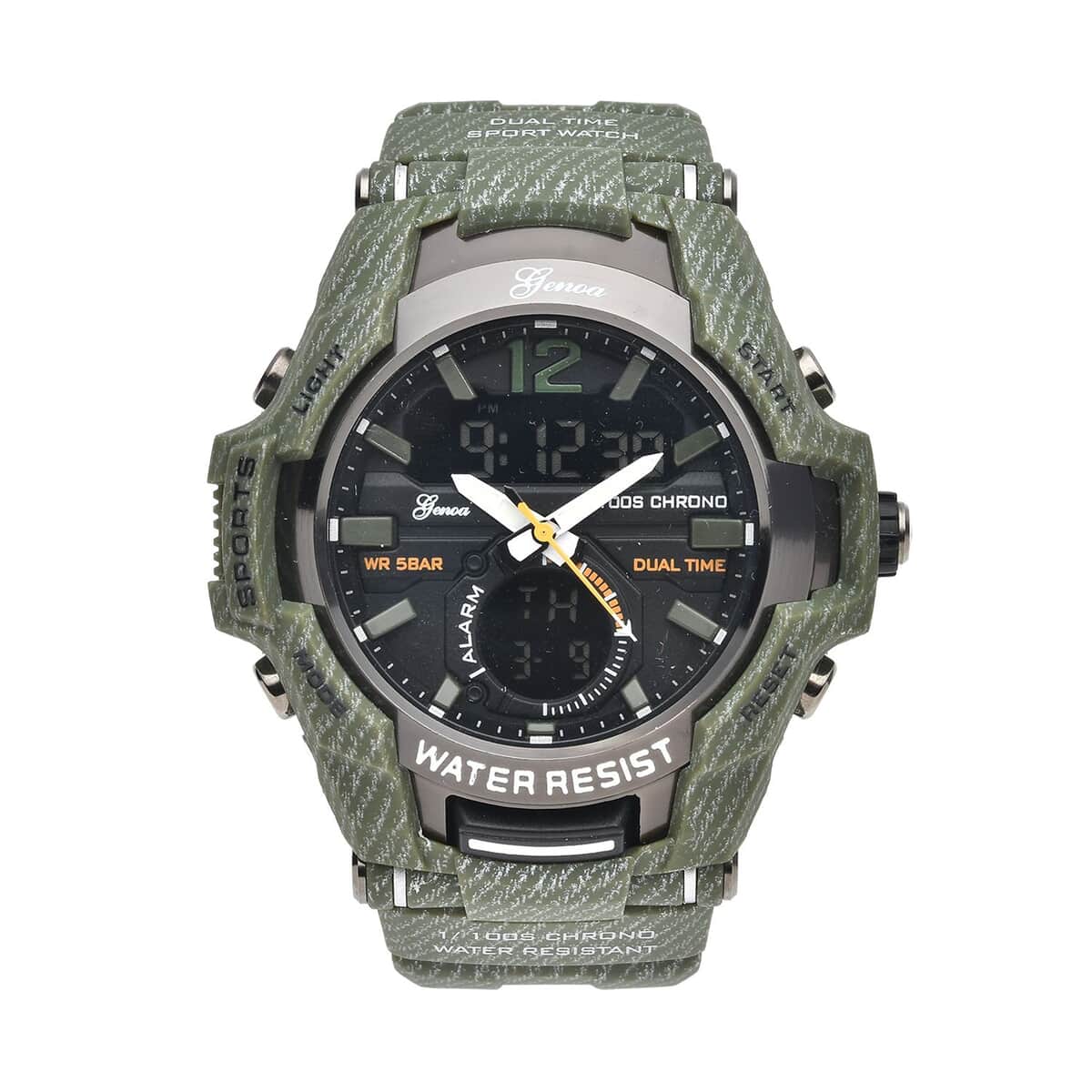 Genoa Japanese and Electronic Movement Multi Functional Sport Watch with Army Green Strap (6.50-8.50Inches) (52mm) image number 0