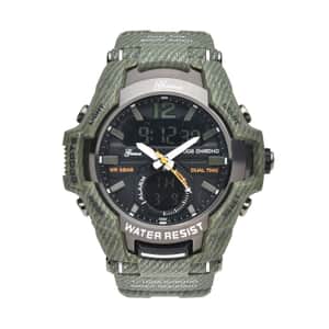 Genoa Japanese and Electronic Movement Multi Functional Sport Watch with Army Green Strap (6.50-8.50Inches) (52mm)