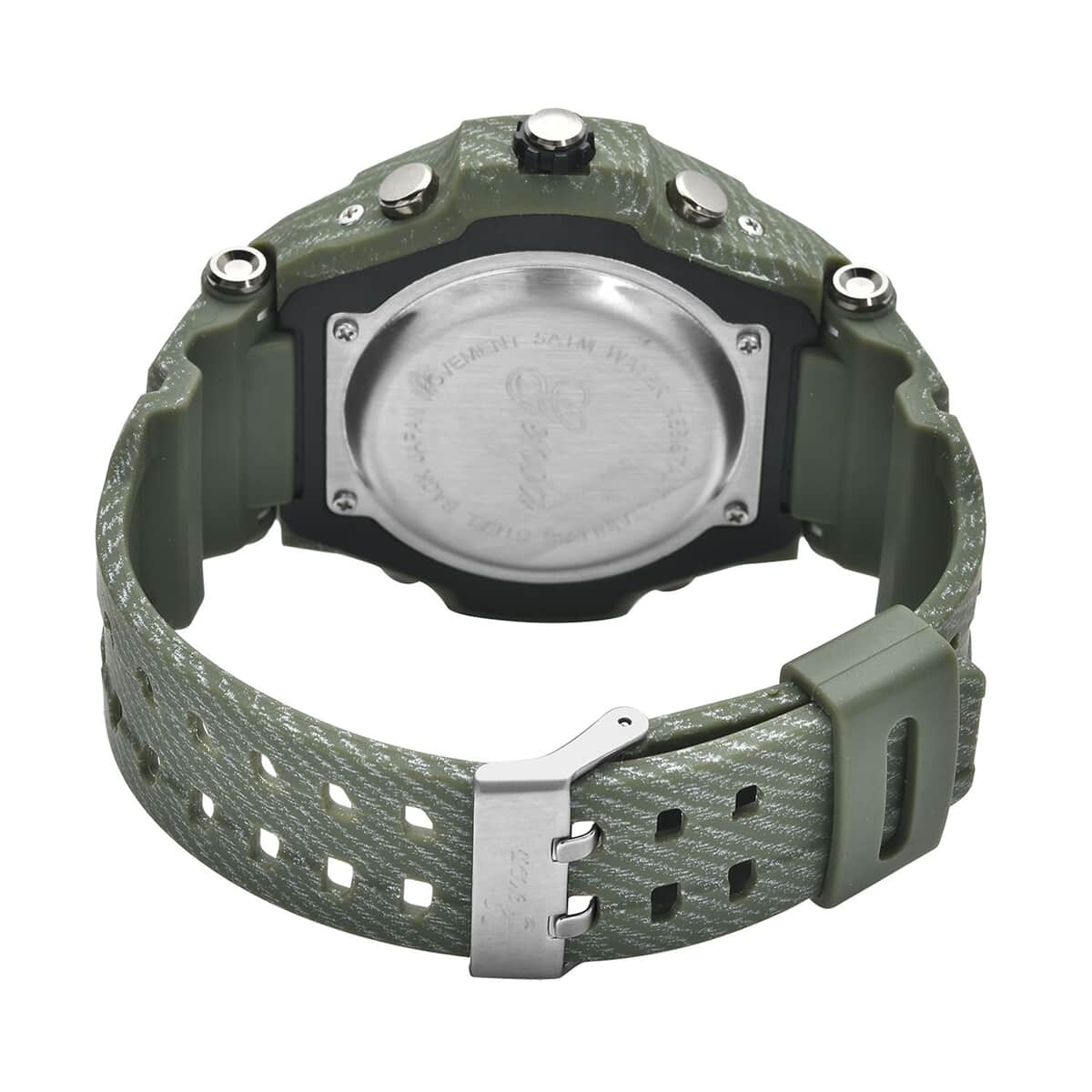 Genoa Japanese and Electronic Movement Multi Functional Sport Watch with Army Green Strap (6.50-8.50Inches) (52mm) image number 5