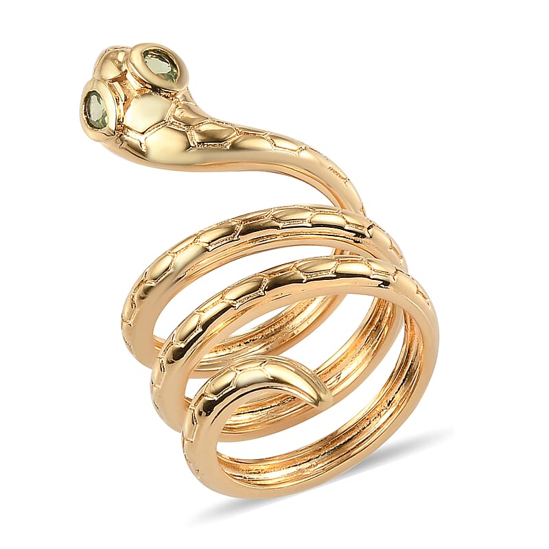 Karis Peridot Everlasting Love Entwined Snake Ring in 18K YG Plated (Size 6.0) 7.15 Grams 0.35 ctw