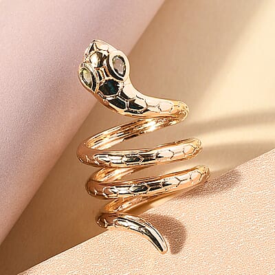 Karis Peridot Everlasting Love Entwined Snake Ring in 18K YG Plated (Size 6.0) 7.15 Grams 0.35 ctw