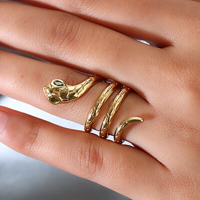 Karis Peridot Everlasting Love Entwined Snake Ring in 18K YG Plated (Size 6.0) 7.15 Grams 0.35 ctw