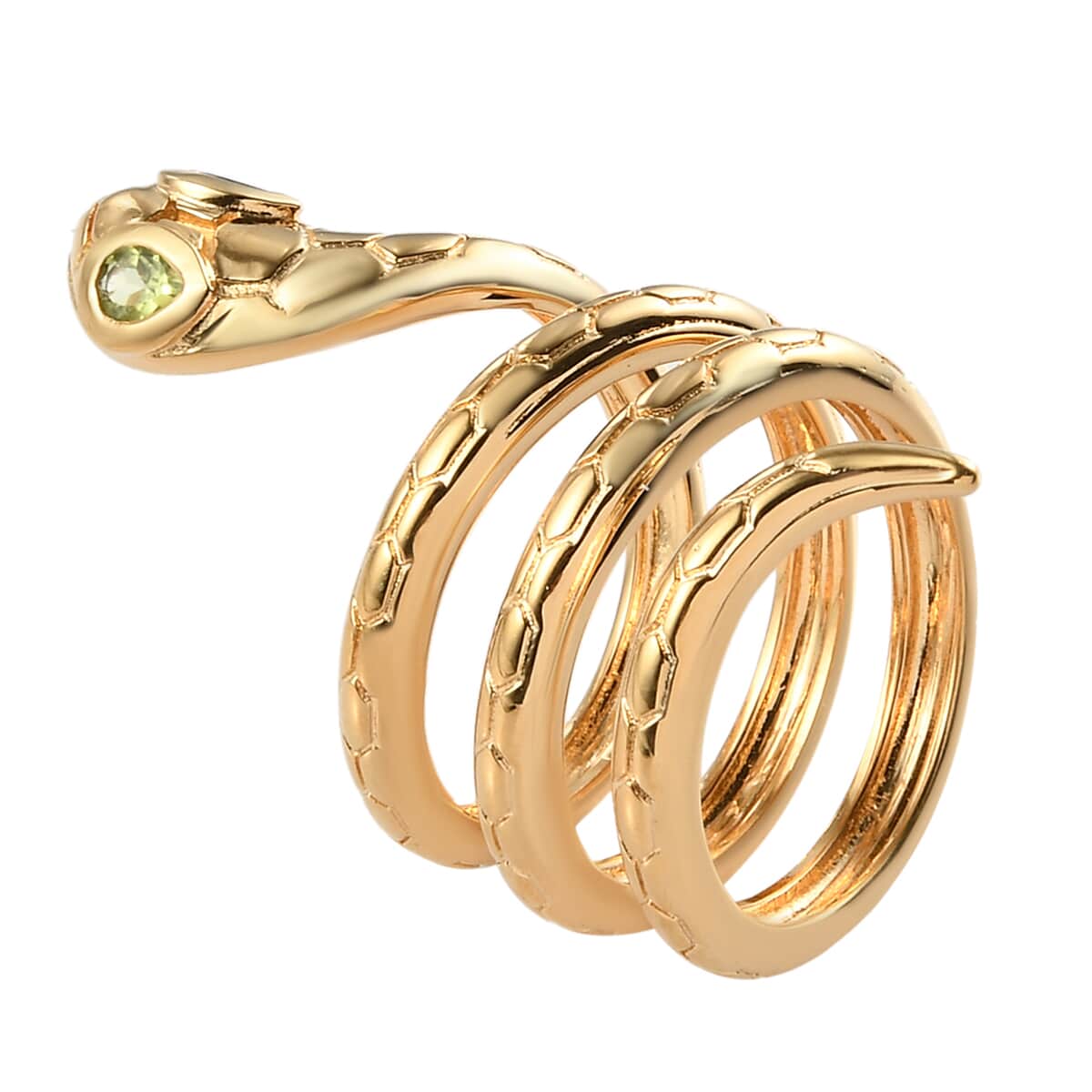 Karis Peridot Everlasting Love Entwined Snake Ring in 18K YG Plated (Size 6.0) 7.15 Grams 0.35 ctw image number 3