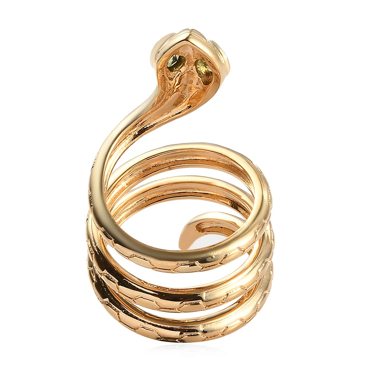 Karis Peridot Everlasting Love Entwined Snake Ring in 18K YG Plated (Size 6.0) 7.15 Grams 0.35 ctw