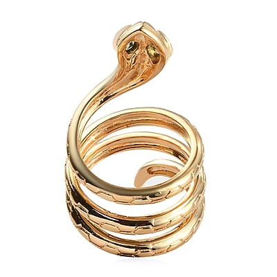 Karis Peridot Everlasting Love Entwined Snake Ring in 18K YG Plated (Size 6.0) 7.15 Grams 0.35 ctw