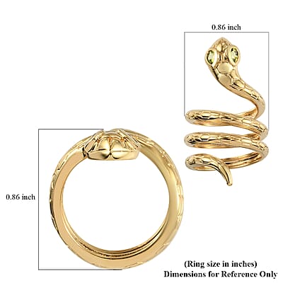 Karis Peridot Everlasting Love Entwined Snake Ring in 18K YG Plated (Size 6.0) 7.15 Grams 0.35 ctw