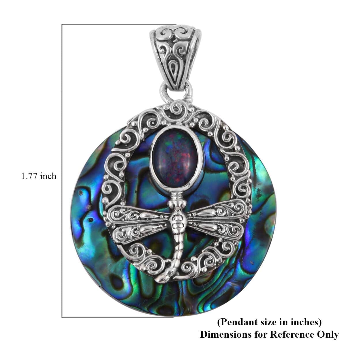 Bali Legacy Abalone Shell and Boulder Opal Triplet Dragonfly Pendant in Sterling Silver 1.25 ctw image number 4