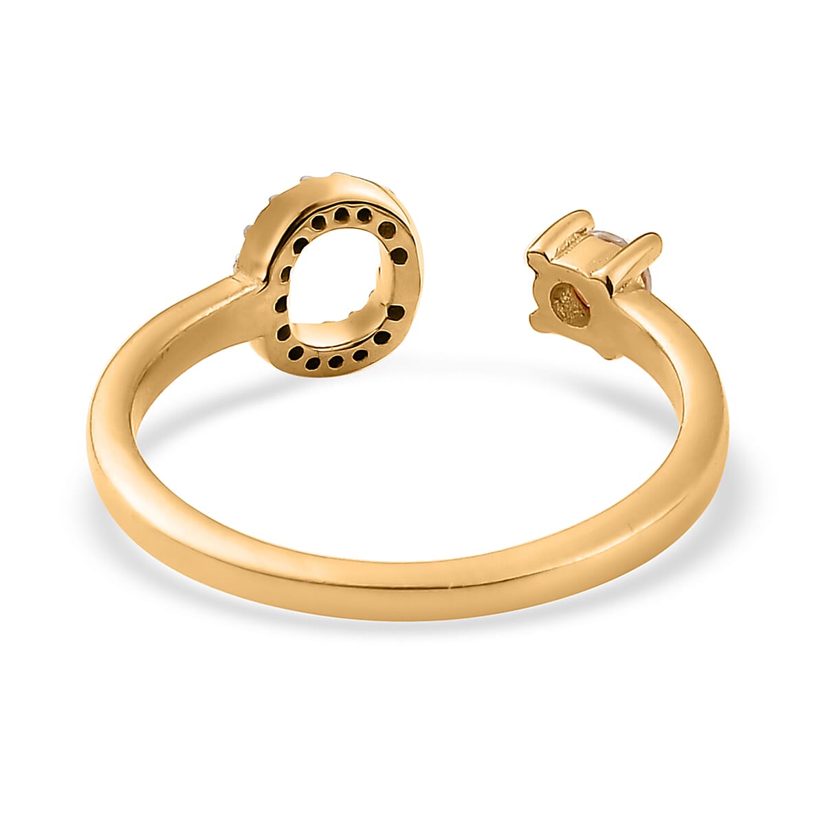 White Zircon Initial O Open Band Ring in Vermeil Yellow Gold Over Sterling Silver (Size 6.0) 0.30 ctw image number 4