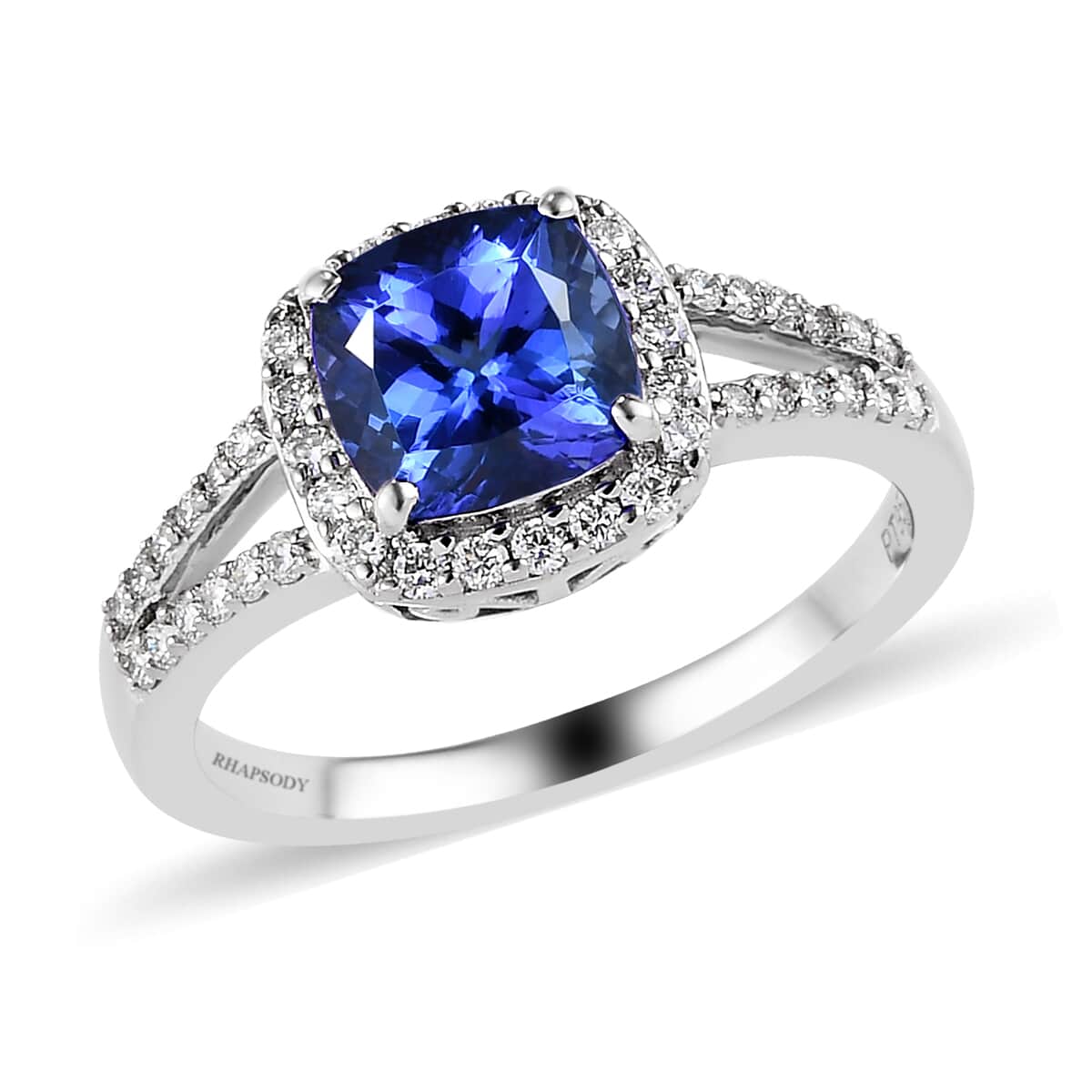 SUMMER DEALS RHAPSODY 950 Platinum AAAA Tanzanite and E-F VS Diamond Ring (Size 7.0) 5.35 Grams 2.15 ctw image number 0